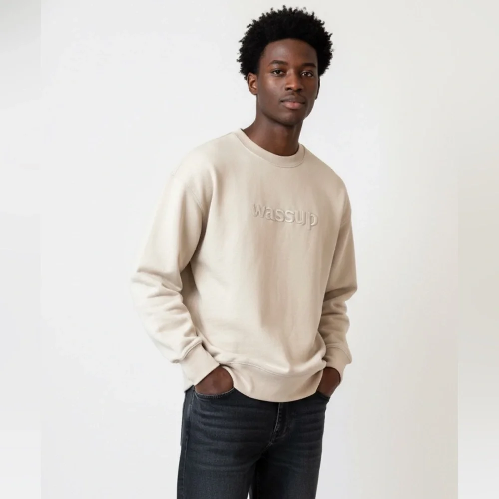 WASSUP HOUSE 3D EMBROIDERY BASIC LOGO SWEATSHIRT‎ SURF SKATER STYLE CALIFORNIA